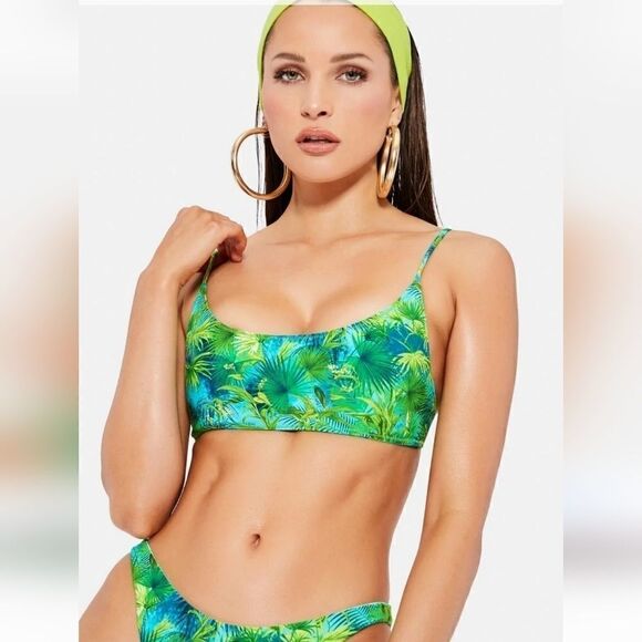 Revolve VDM The Label Dolls Kill Sienna Tropical Palm Tree Bikini Top Size XS - Picture 1 of 7